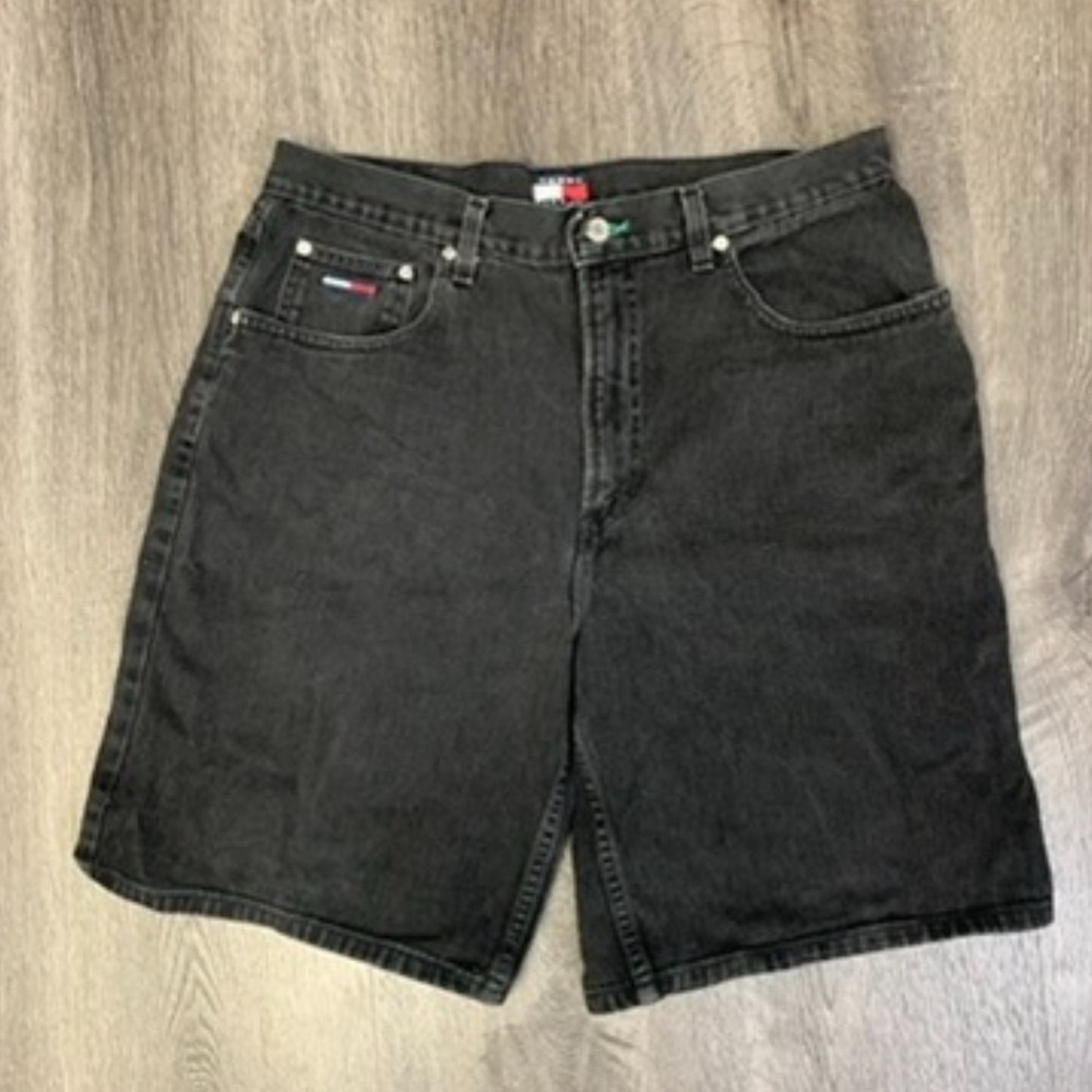 Vtg Tommy Hilfiger Jean Freedom Shorts Mens 38 (36) BlackJorts Y2K 2002 Baggy